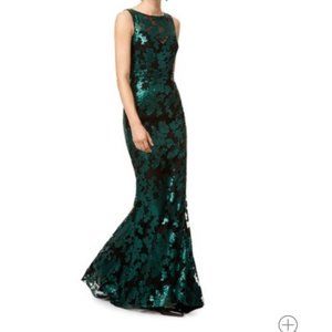 NWT Badgley Mischka Green Ivy Sequin Gown Sz 10